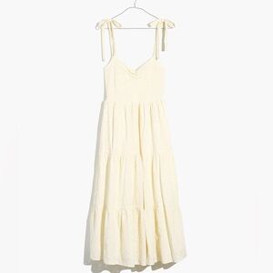 Madewell eyelet lucie tie-strap tiered midi dress